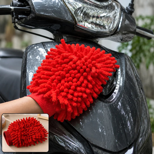 Premium Microfiber Car Wash Glove – Chenille Cleaning Mitt for Car, Bike & Home