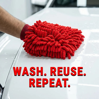 Premium Microfiber Car Wash Glove – Chenille Cleaning Mitt for Car, Bike & Home