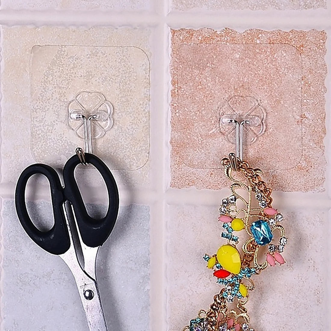 Heavy Duty Adhesive Wall Hooks – 10 Pc Transparent Set