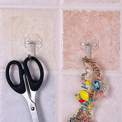 Heavy Duty Adhesive Wall Hooks – 10 Pc Transparent Set