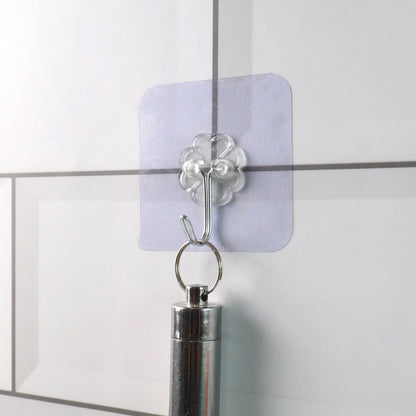 Heavy Duty Adhesive Wall Hooks – 10 Pc Transparent Set