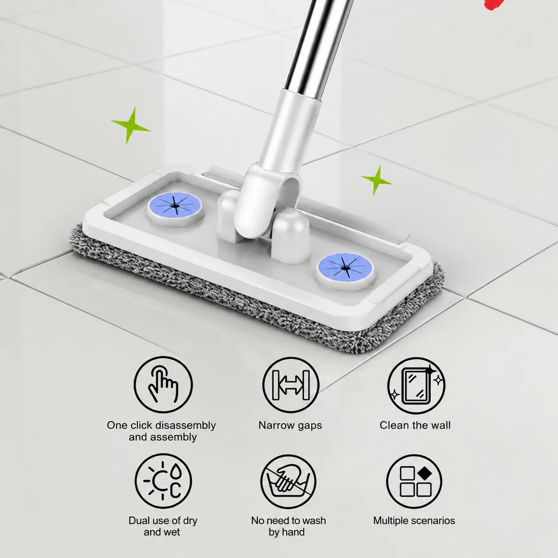 360° Rotating Flat Microfiber Mop for Wet & Dry Floor Cleaning