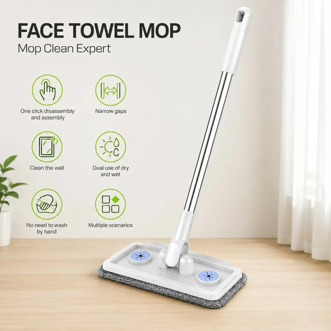 360° Rotating Flat Microfiber Mop for Wet & Dry Floor Cleaning